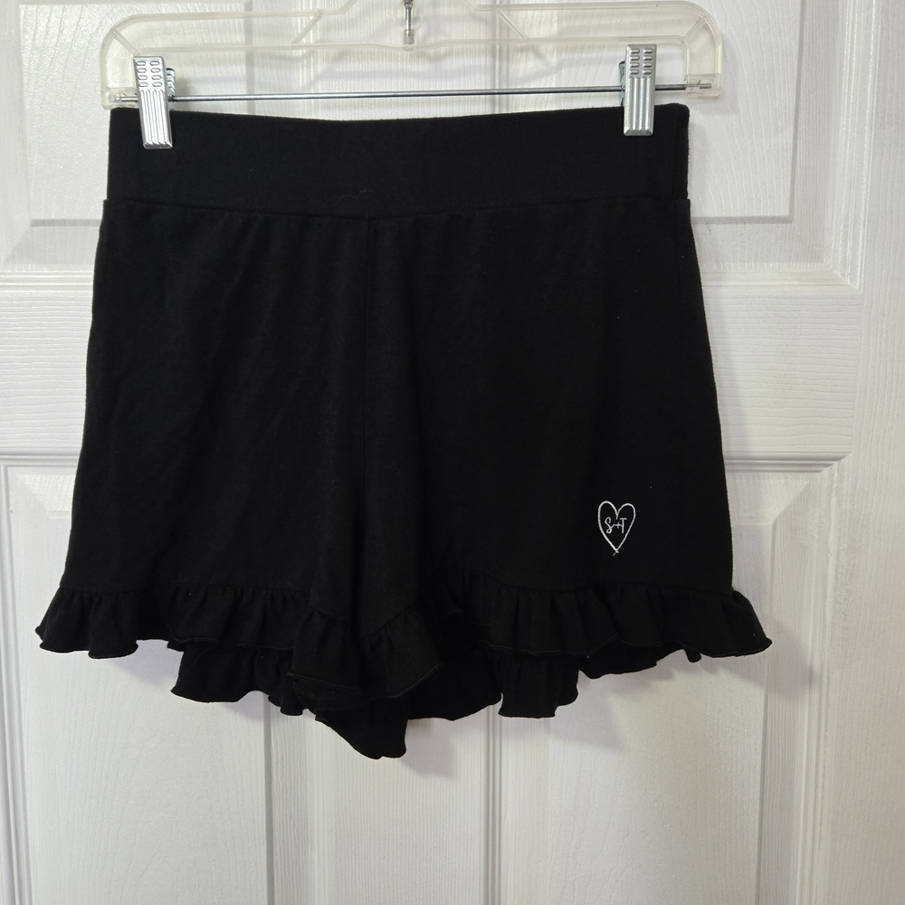 Smash + Tess Black Ruffle Hem Shorts